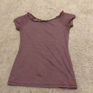 old navy off the shoulder striped shirt